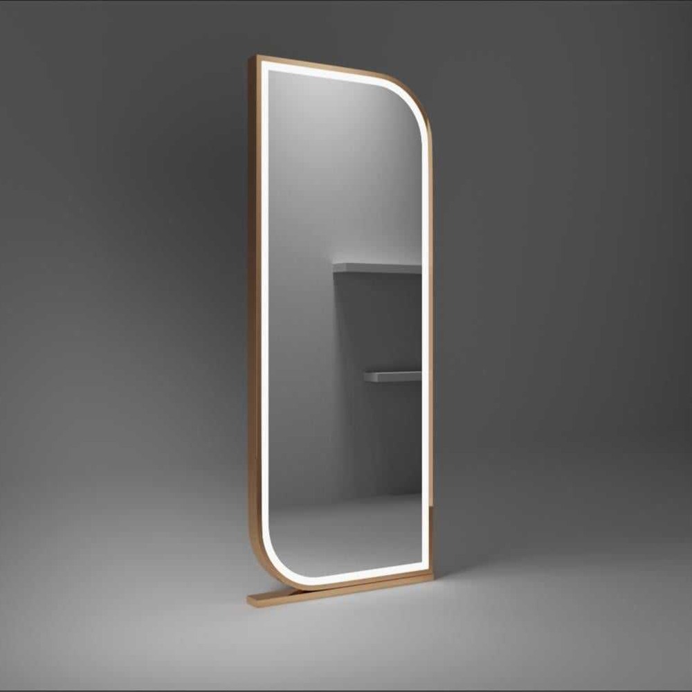 Privilege Full Length Salon Mirror Led Light Gold-6991204 WAITING-RECEPTION & HAIRDRESSING CONSOLE-MIRRORS