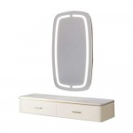 Privilege Leather Station and Led Light Mirror Cream Gold-6991205 WAITING-RECEPTION & HAIRDRESSING CONSOLE-MIRRORS