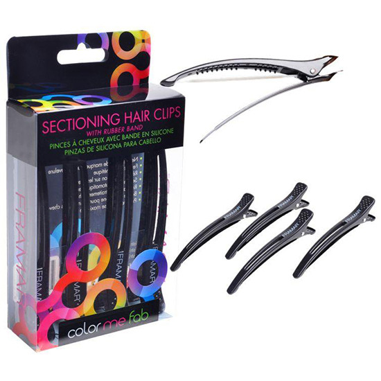 Hairdressing clips TIGHT TENSION FRAMAR BLACK 4PCS. - 1603630 ACCESSORIES - WORK PRODUCTS - HAIR COLOUR ACCESORIES 