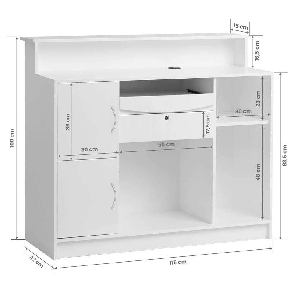 Beauty Salon Reception G26W White-0147863 WAITING-RECEPTION & HAIRDRESSING CONSOLE-MIRRORS
