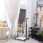Wheeled Led Light Jewelry Cabinet Standing Mirror -6900244