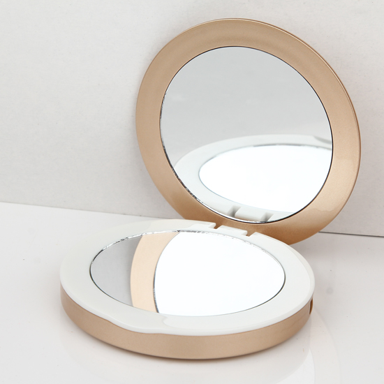 Round compact Led makeup mirror gold 9cm - 6900161 HOLLYWOOD MIRRORS
