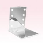 Led makeup pocket mirror white 12x10cm - 6900160 HOLLYWOOD MIRRORS