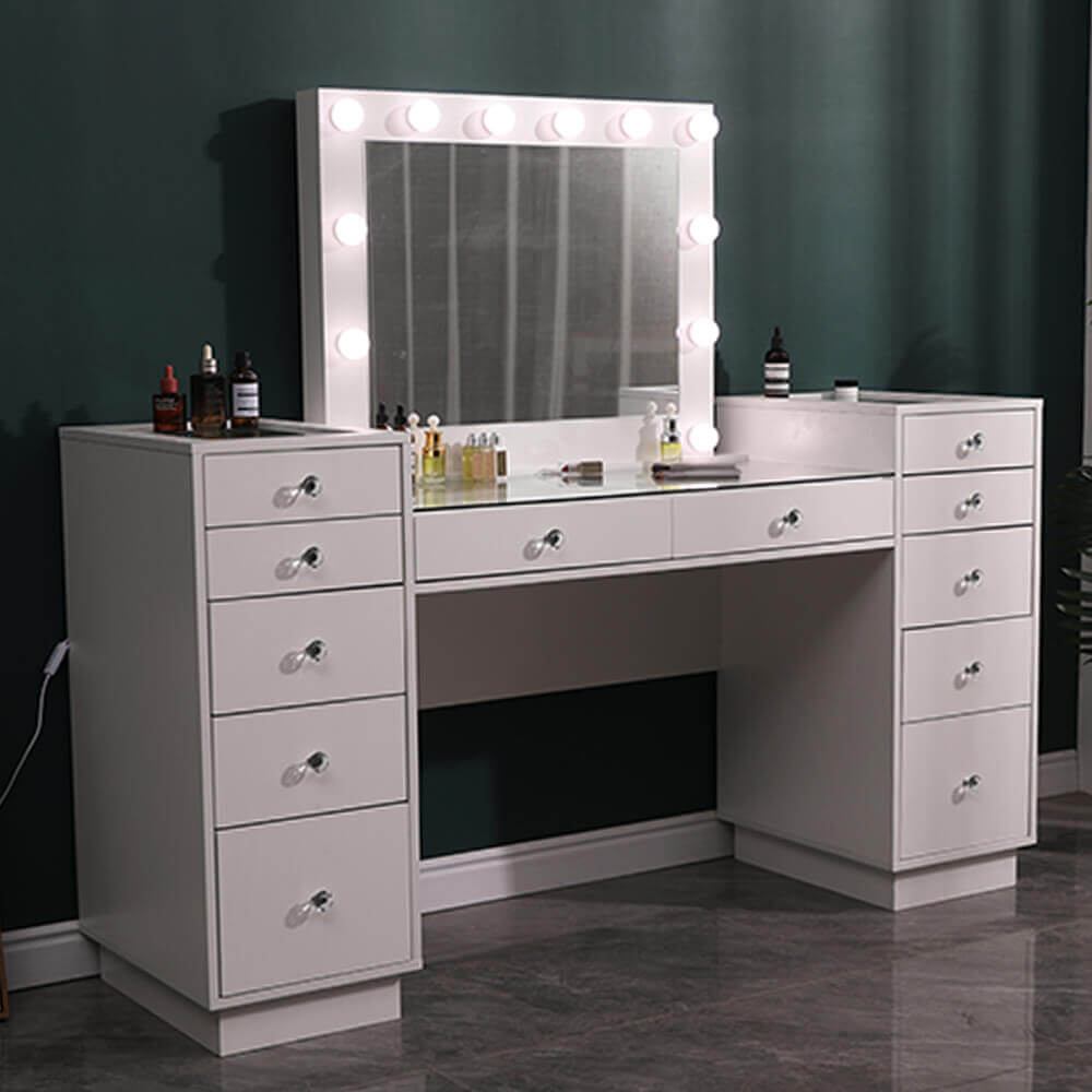 Vanity Table Glass Top & Ηollywood Mirror XL 165cm-6961034 OFFERS