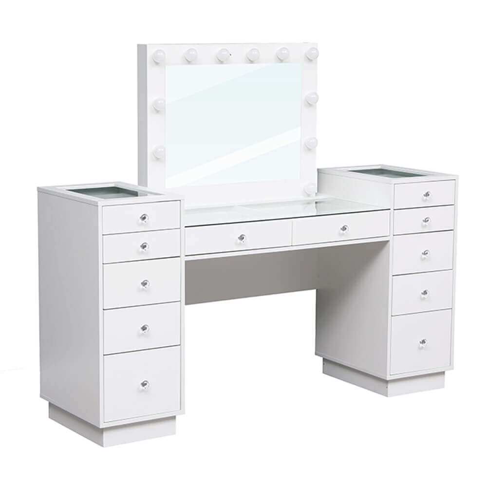 Vanity Table Glass Top & Ηollywood Mirror XL 165cm-6961034 OFFERS