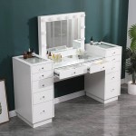 Vanity Table Glass Top & Ηollywood Mirror XL 165cm-6961034 OFFERS