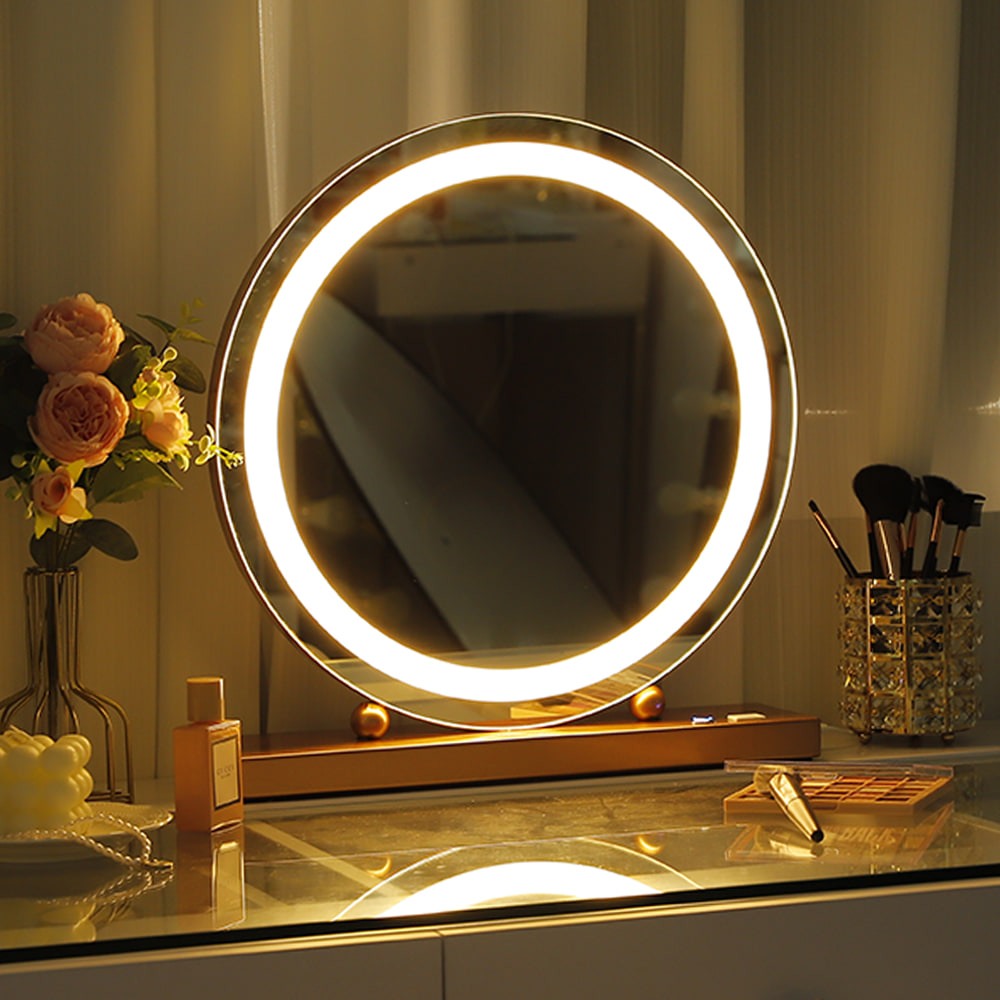 Led Hollywood Mirror with 3 lighting colors rose gold-6900233