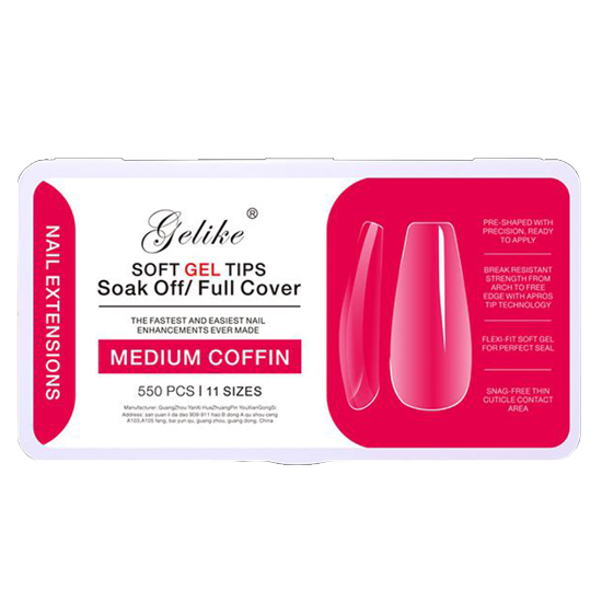  Soft Gel Tips Full Cover Medium Coffin 550pcs. Νο.2 - 4220114 