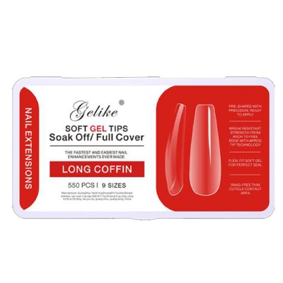  Soft Gel Tips Full Cover Long Coffin 550pcs. Νο.1 - 4220115