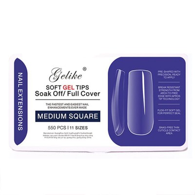Soft Gel Tips Full Cover Medium Square 550pcs. Νο.5 - 4220116