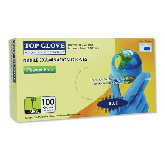 Medical, nitrile test gloves powder free Large Blue - 1082079 hygiene