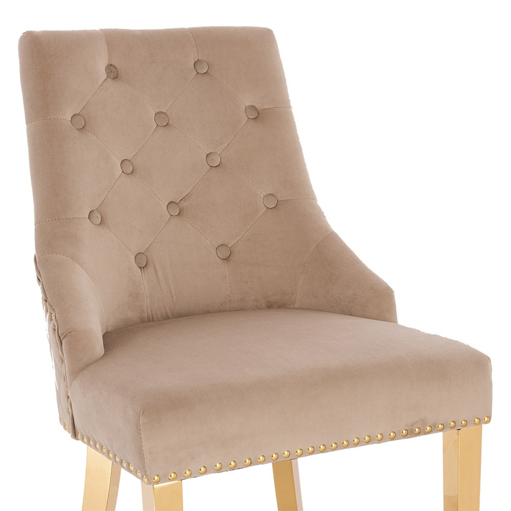 Luxury Chair French Velvet Lion King Light Brown Gold-5470230