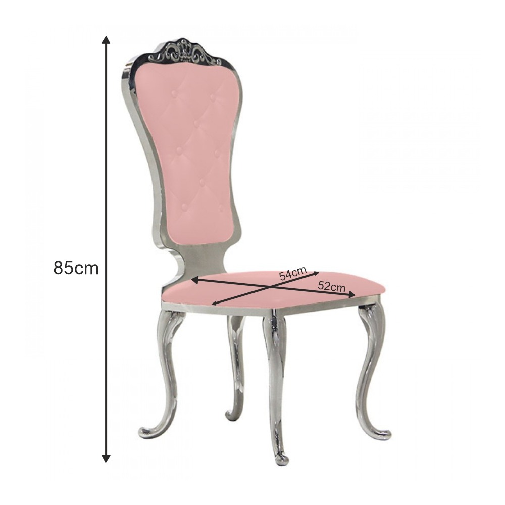 Queen Luxury chair Mirror Stainless Steel Lady Pink - 6920005 KING & QUEEN FURNITURE