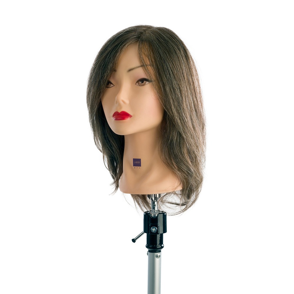 Labor Pro training head with natural hair 40cm Medium-long Grey I116-9510495