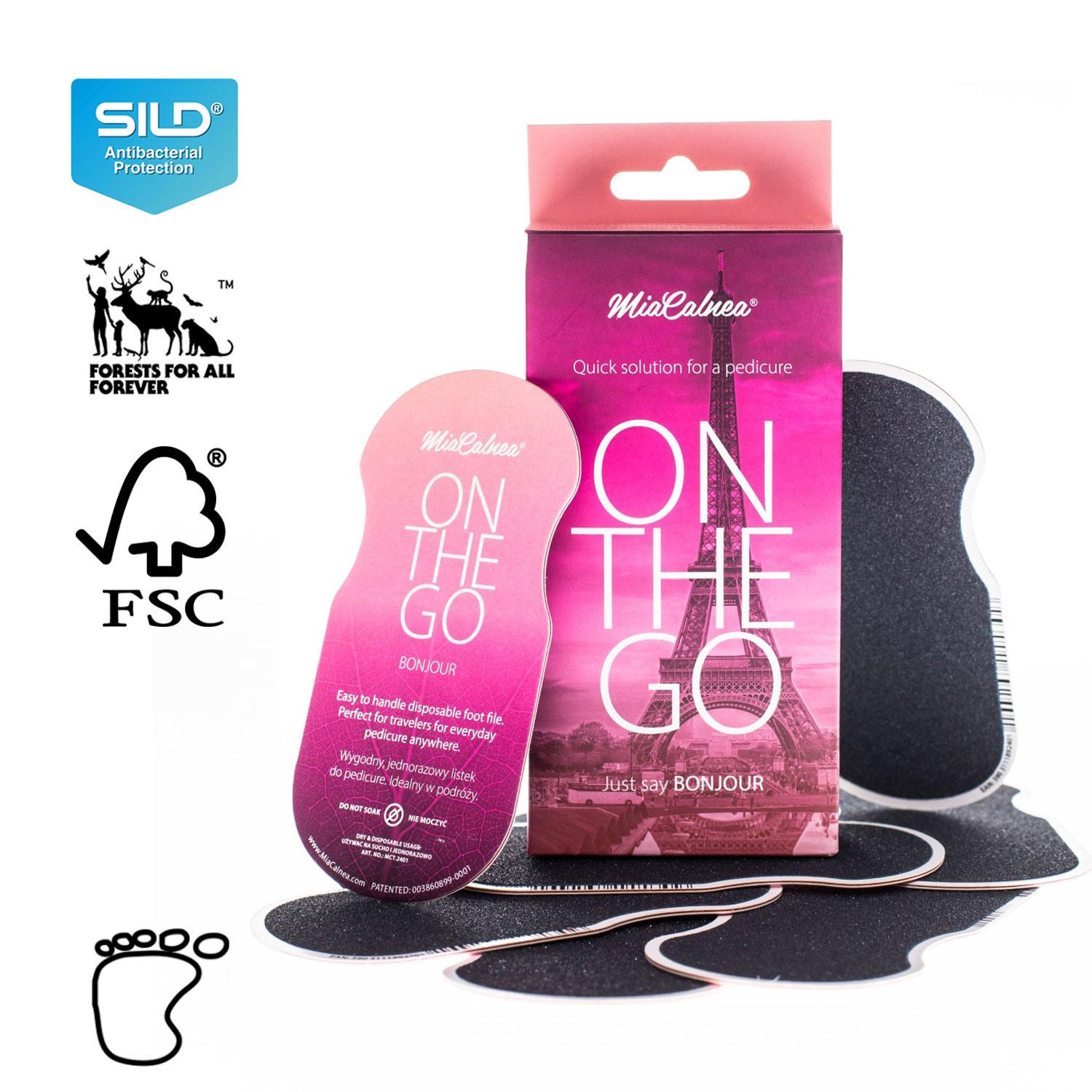 Mia Calnea On-The-Go Bonjour Footfile for single use 10 pack pink grit:120 - 6002432 MIA CALNEA FOOT FILES