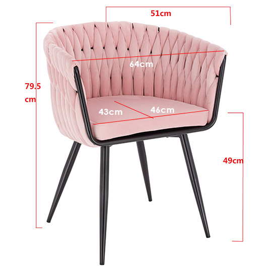  Nordic Style Luxury Beauty Chair Velvet Light Pink-5400259 FREE SHIPPING