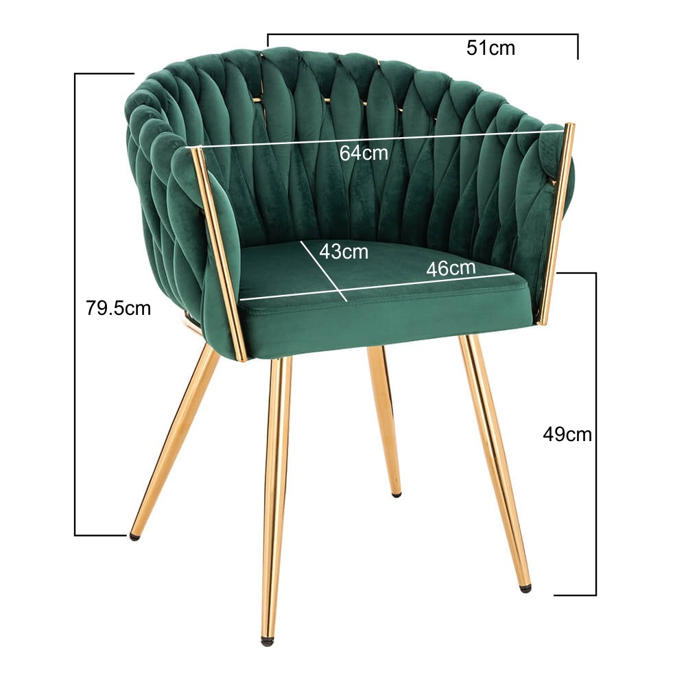 Nordic Style Luxury Beauty Chair Velvet Green Gold-5400370 