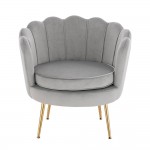 Shell Luxury Chair Velvet Light Grey Gold-5470253 KING & QUEEN FURNITURE