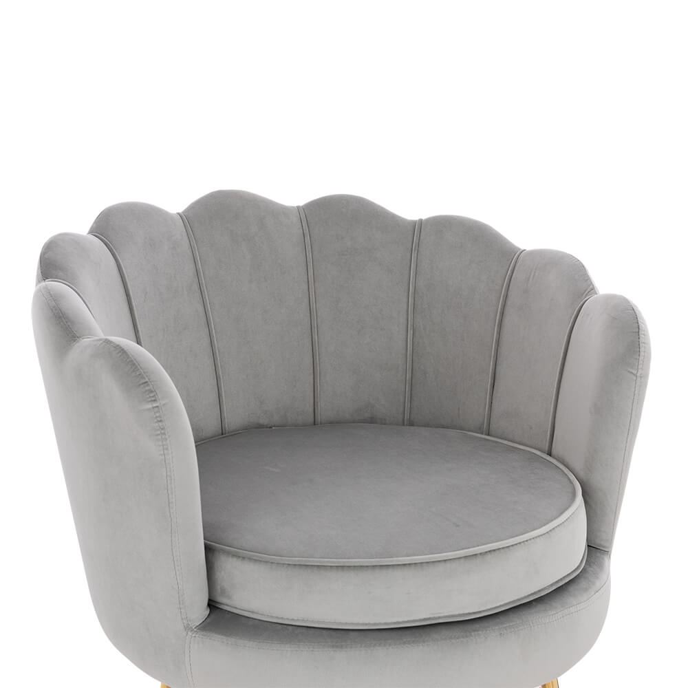 Shell Luxury Chair Velvet Light Grey Gold-5470253 ОБЗАВЕЖДАНЕ "KING & QUEEN"