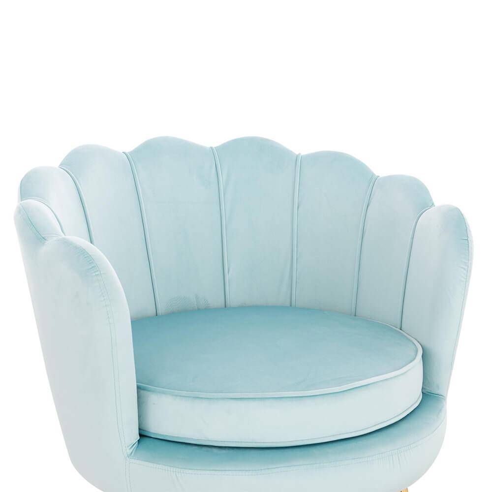 Shell Luxury Chair Velvet Mint Blue Gold-5470256 ОБЗАВЕЖДАНЕ "KING & QUEEN"