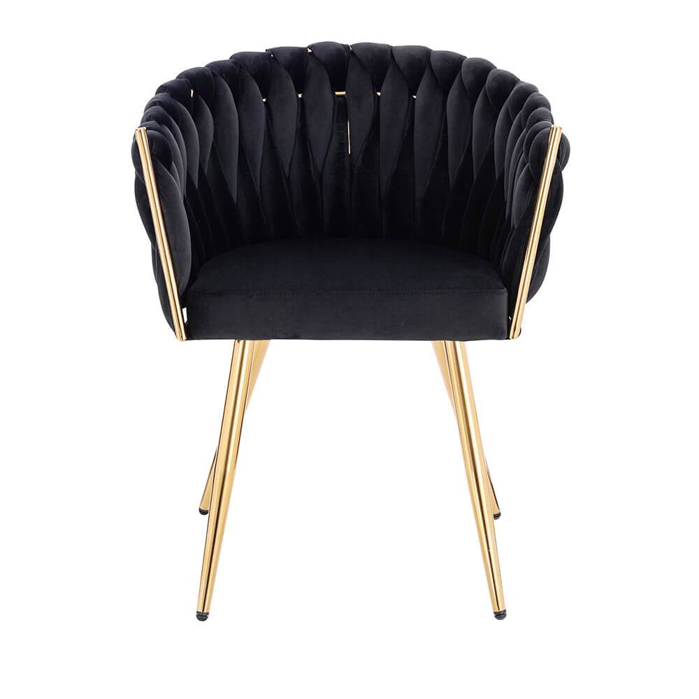 Luxury Beauty Chair Velvet Black Gold-5400367 
