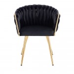 Luxury Beauty Chair Velvet Black Gold-5400367 