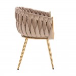 Luxury Beauty Chair Velvet Light Brown Gold-5400369 