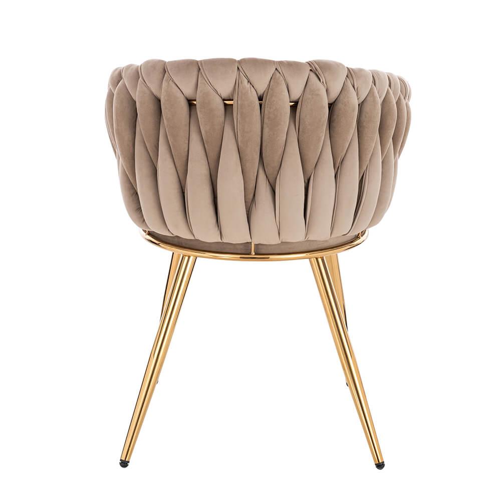 Luxury Beauty Chair Velvet Light Brown Gold-5400369 