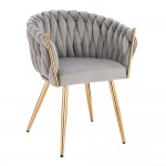 Luxury Beauty Chair Velvet Light Gray Gold-5400371 