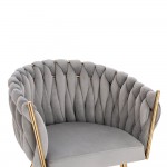 Luxury Beauty Chair Velvet Light Gray Gold-5400371 