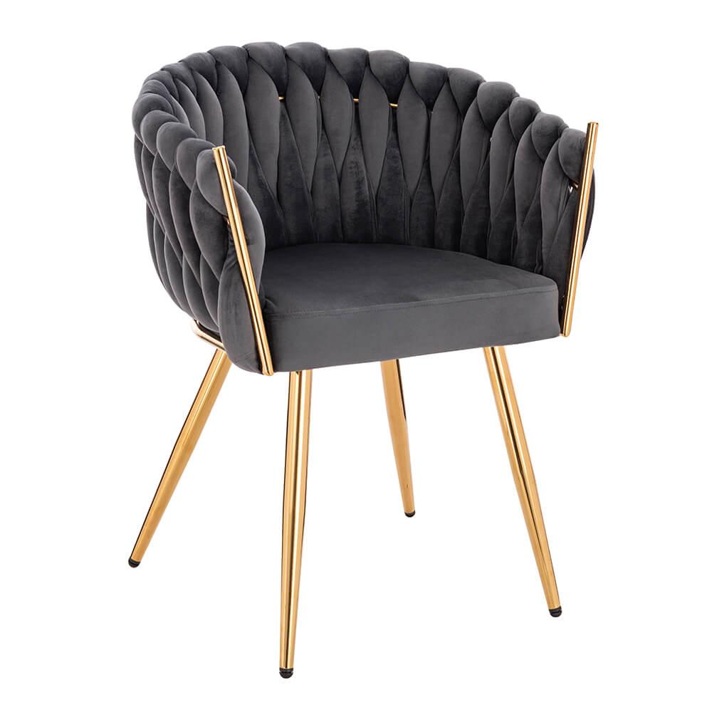 Luxury Beauty Chair Velvet Dark Gray Gold-5400372 