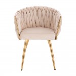 Luxury Beauty Chair Velvet Beige Gold-5400368 