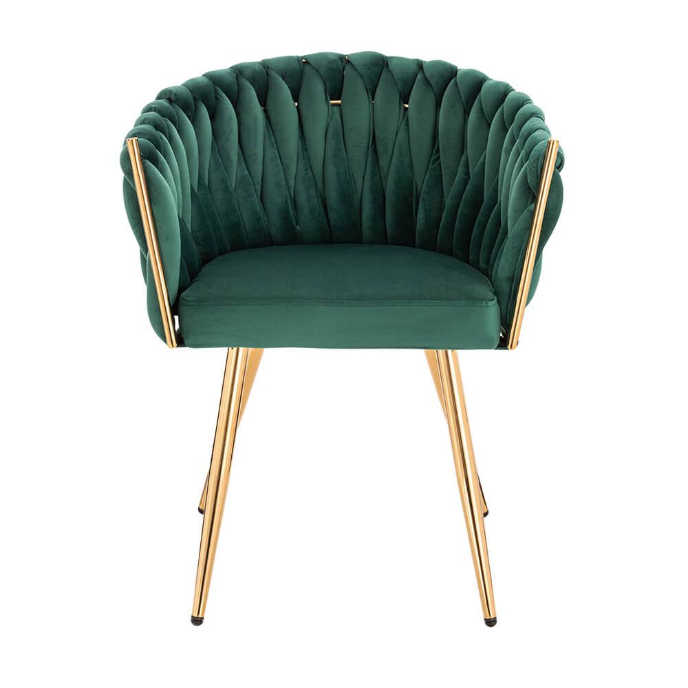 Nordic Style Luxury Beauty Chair Velvet Green Gold-5400370 