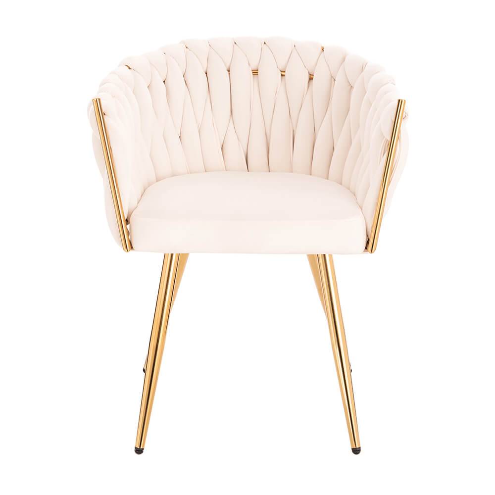 Luxury Beauty Chair Velvet White Gold-5400366 