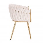 Luxury Beauty Chair Velvet White Gold-5400366 
