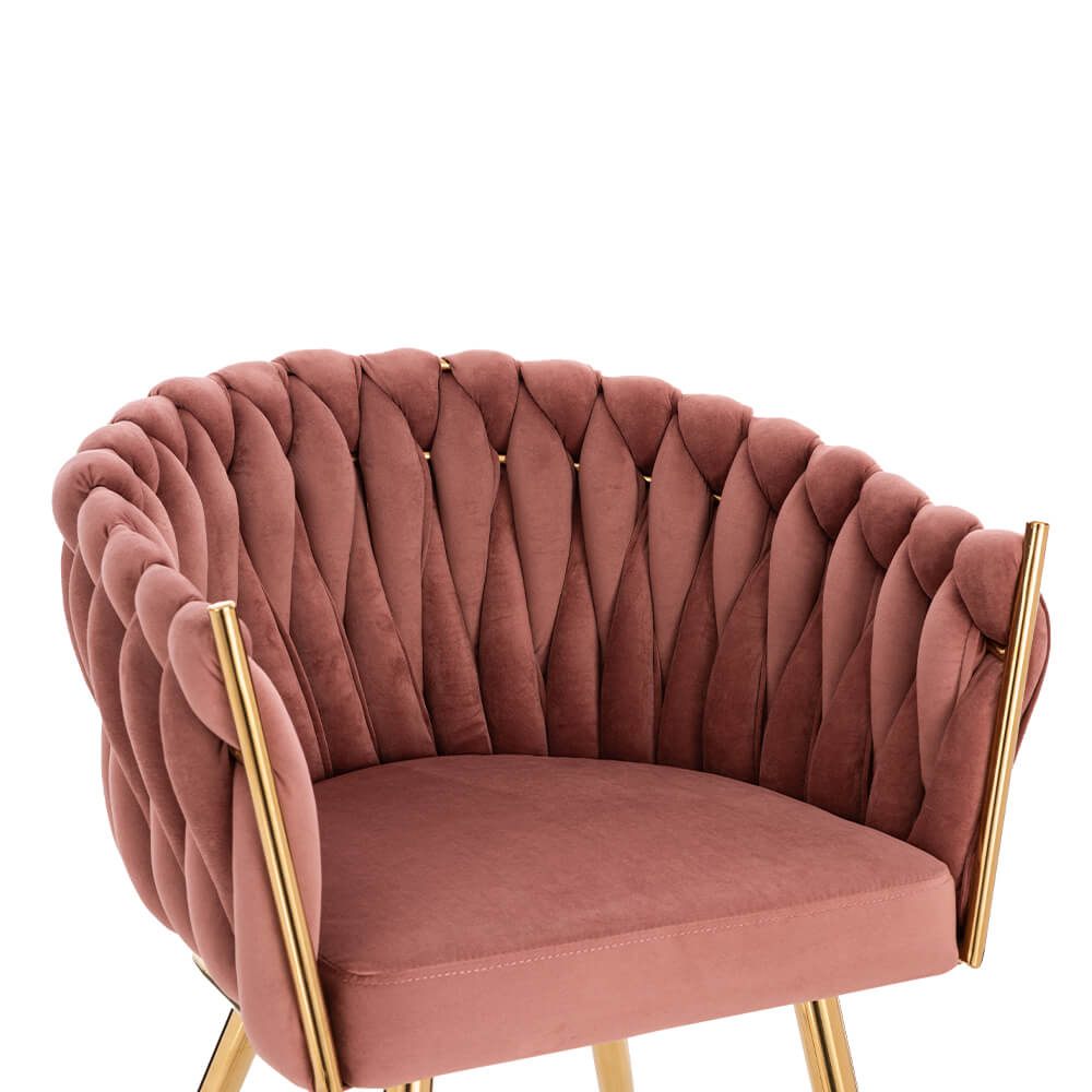 Luxury Beauty Chair Velvet Wine Red Gold-5400365 