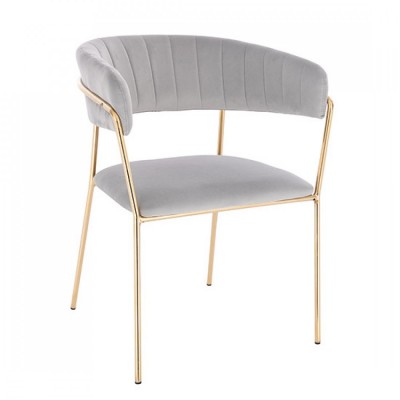  Nordic Style Luxury Beauty Chair Velvet Light Grey color - 5400244