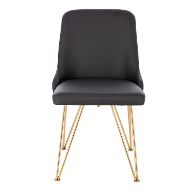 Луксозен стол от неръждаема стомана, златисто-черен - 5470106