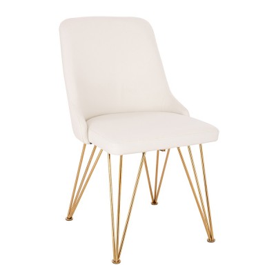 Луксозен стол от неръждаема стомана, златисто-бял - 5470108