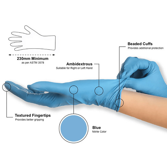  Professional medical nitrile gloves blue,Extra Small 100 pcs - 1082084 SINGLE USE PRODUCTS