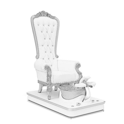 Throne Spa pedicure chair wood frame with Led light White and Silver - 6950102