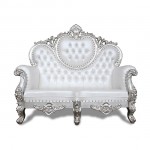 Throne waiting chair white & silver frame large 183cm - 6950109 MANICURE TROLLEY CARTS-TABLES