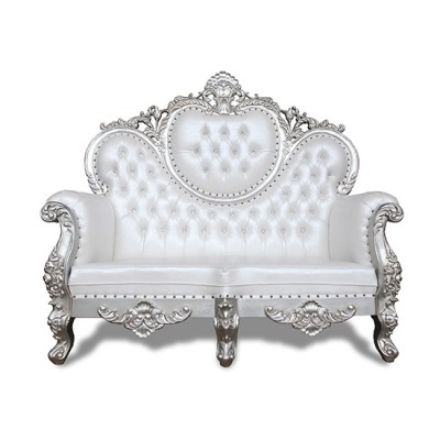 Throne waiting chair white & silver frame large 183cm - 6950109