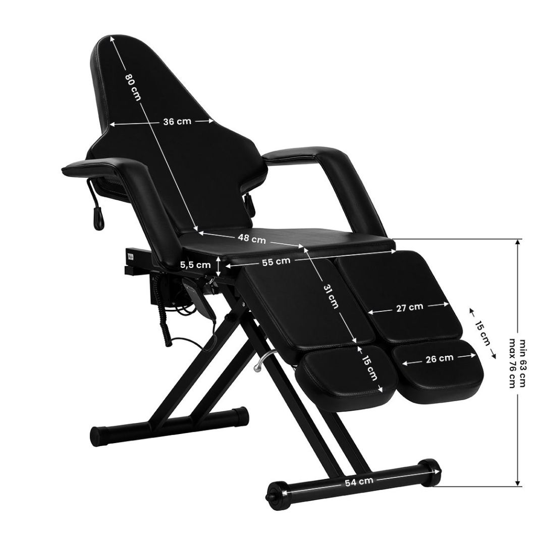 Professional electric tattoo chair with 1 motor black-0147805 CHAIRS WITH ELECTRIC LIFT