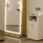 Privilege Full Length Salon Mirror Led Light  Gold-6991203 WAITING-RECEPTION & HAIRDRESSING CONSOLE-MIRRORS