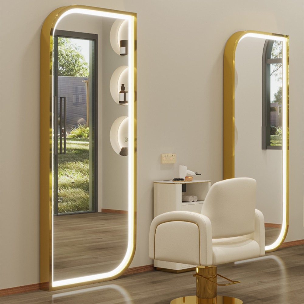 Privilege Full Length Salon Mirror Led Light Gold-6991204 WAITING-RECEPTION & HAIRDRESSING CONSOLE-MIRRORS