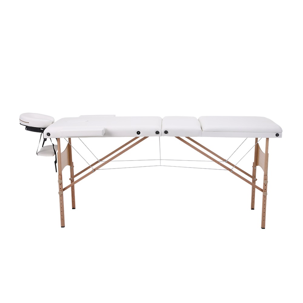 Folding Wooden Massage Bed 3 Seat White- 9030103 STANDARD BEDS - PORTABLE BEDS