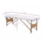 Folding Wooden Massage Bed 3 Seat White- 9030103 STANDARD BEDS - PORTABLE BEDS