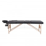 Folding Wooden Massage Bed 3 Seat Black- 9030104 STANDARD BEDS - PORTABLE BEDS