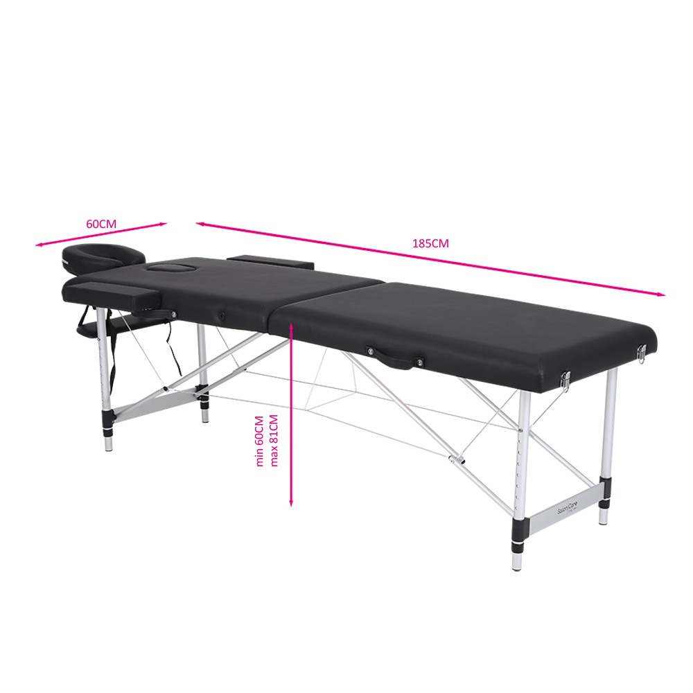 Folding Aluminum Massage Bed 2 Seat Black- 9030106  Фиксирани и сгъваеми работни легла